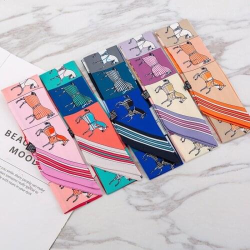 Brand Bag Scarf Womens Headscarf Wrap Handbag Handle Small Ribbon Ladies Luxury Hair Band Headband Foulard Pareo 2021