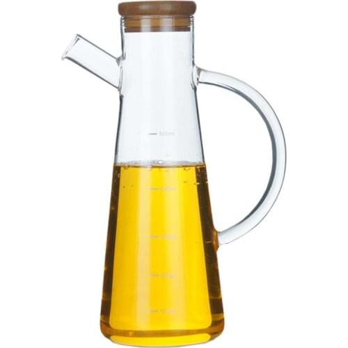 High Borosilicate Glass Olive Oil Vinegar Pot Dispenser Bottles Vinegar Can Cruet Storage With Handle And Lid Oil Bottle