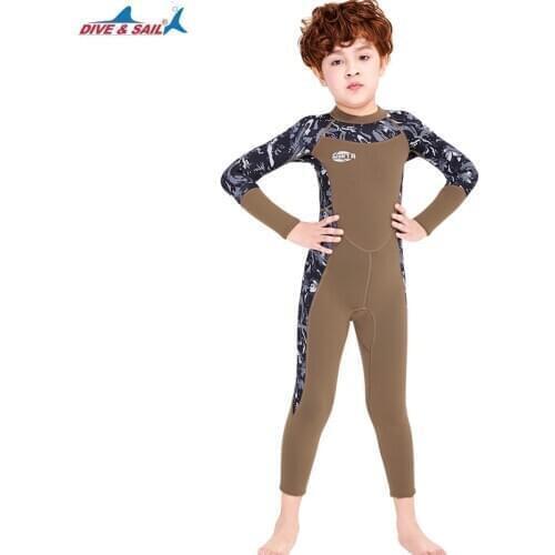 Kids 2.5MM Neoprene One Piece Wetsuit Children Long Sleeves UV protection Surfing Snorkeling Diving Suit For Boy Scuba SwimWear