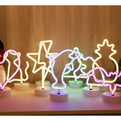 Kids Night Light Led Neon lights Colorful Bedroom Nightlight Animal Christmas Tree Decor Light Cool 3D Lamp Usb Battery Powered