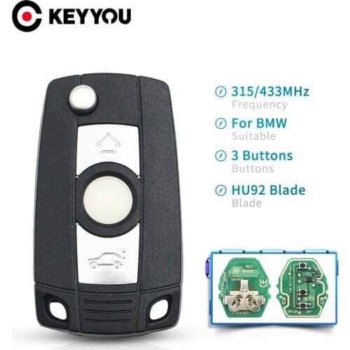 KEYYOU 433/315Mhz ID44 PCF7935 Remote Key For BMW EWS 1/3/5/7 Series For BMW 318 325 330 525 530 540 E38 E39 E46 HU58/HU92 Blade