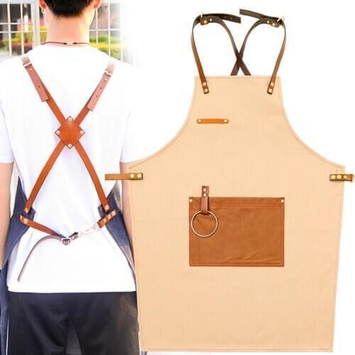 Denim Apron Canvas Custom Logo Milk Tea Coffee Shop High-end Restaurant Nail Oil Painting Men And Women Work Clothes
