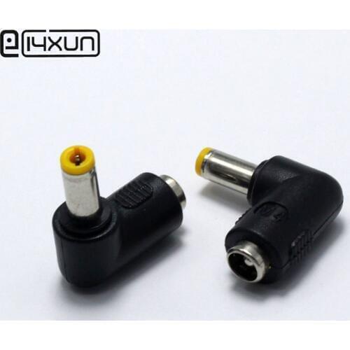 EClyxun 1pcs 5.5*2.1 mm female jack to 5.5*2.1 mm male Plug Right Angle DC Power Connector Adapter Laptop