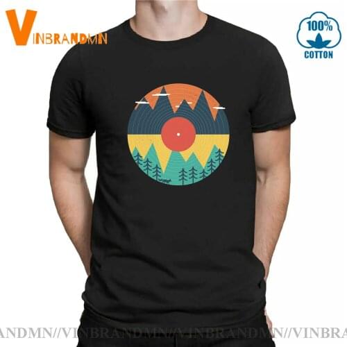 Elegant Vinyl design Record The Wild T shirts men Nature music t-shirts mountain landscape tee shirt wild forest fox tshirt