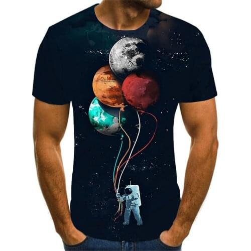 New Astronaut Tshirt 3D Print Summer T shirt for Men Casual Oversized Mens T-shirt O-neck Short Sleeve Tops Clothes XXS-6XL