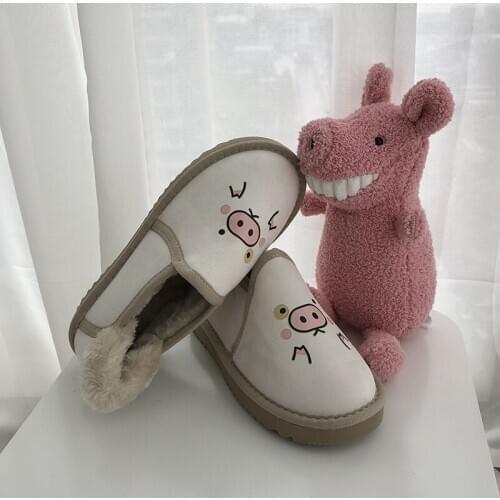 2020 Hot Sale New Snow Boots Printed Piggy Expression Womens Cotton Shoes Plus Velvet Warm Womens Shoes Zapatos Mujer W25-13