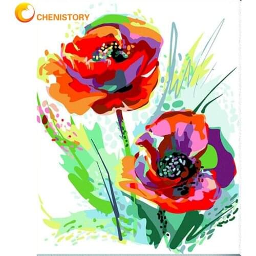 CHENISTORY Picture By Numbers Red Rose Flower Painting Home Decoration HandPainted DIY Gift For Adults 60x75cm Frame Art Paints
