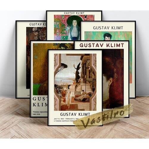 Gustav Klimt Exhibition Museum Poster Retro Wall Art Canvas Painting Vintage Prints Art Home Room Decor Gallery Wall Picture