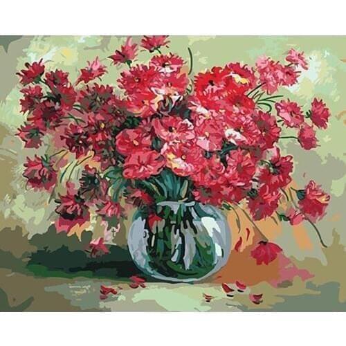 New arrival Red flower gift Digital Oil Painting On Canvas painting by numbers decorative picture cuadros decoracion DY408