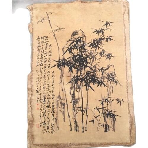 Chinese Old Scroll Zheng Banqiao Bamboo Painting Rice Paper Painting Slice