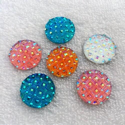 25mm 10pcs Round stones and AB crystals flat back Resin Rhinestones applique DIY Wedding Dress Beads