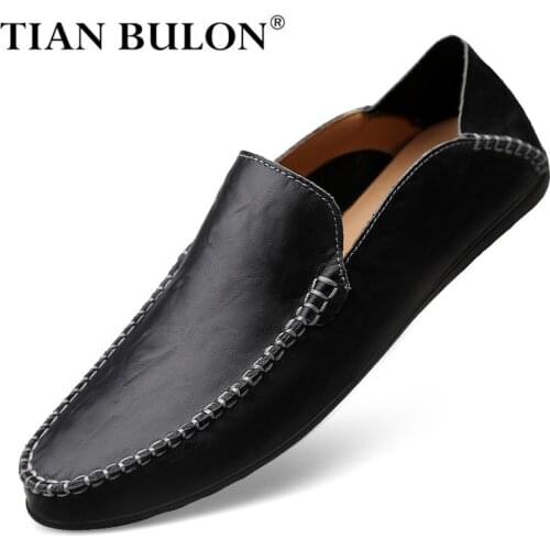 Summer Men Casual Shoes Luxury Brand Genuine Leather Loafers Men Moccasins Breathable Slip on Italian Boat Shoes Plus Size 37-47