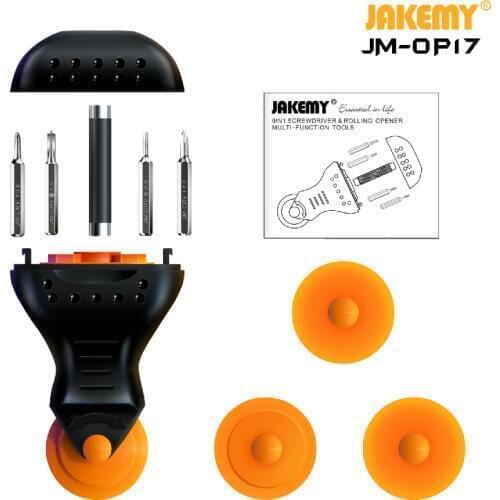 JAKEMY 9 IN 1 JM-OP17 Mini Multifunctional Portable Screwdriver with Replaceable Roller DIY Tool for phone Tablet Disassemble