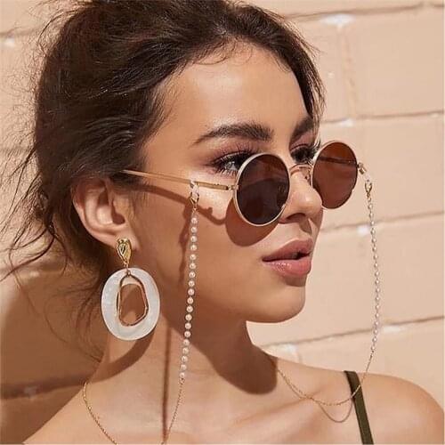 Fashion Eyeglasses Chain Imitation Pearl Beaded Trendy Women Outside Casual Sunglasses Accessory Necklace Gift Mask Hanging Rope