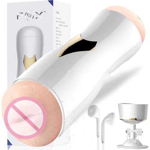 Male Electric Two-hole Masturbator Anal Sex Oral Sex Masturbation Cup Real Vagina Anus Hand-freely Sucker Sex Toys for Men