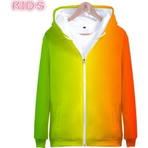 Neon Color Zipper Hoodies Men/Women Jacket Sweatshirts Custom Colourful Gradient 3D Hoodie Mens Solid Neon Hooded Rainbow Coat