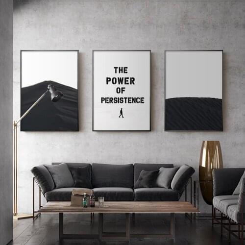 Nordic Style Modern Minimalist Sand Poster Wall Art Picture Canvas Painting Persistence Quote Print for Aisle Office Home Decor