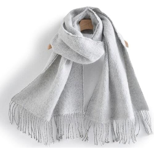 Autumn Winter New Fashion Korean Warm Skin Solid Color Knitted Scarf with leisure Style Shawl Womens Bandana Scarf Women 2021