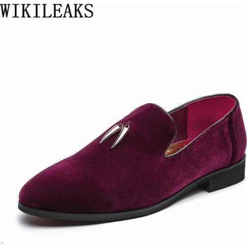 Wedding Shoes Men Formal Coiffeur Dress Shoes Men Classic Velvet Loafers Evening Dress Elegant Shoes For Men Italian Slip Dress
