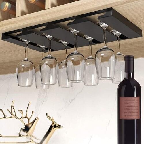 Wine Glass Holder Under Shelf or Cabinet 4 Rows Stemware Rack Glassware Drying Storage Hanger Hanging Holder for Kitchen