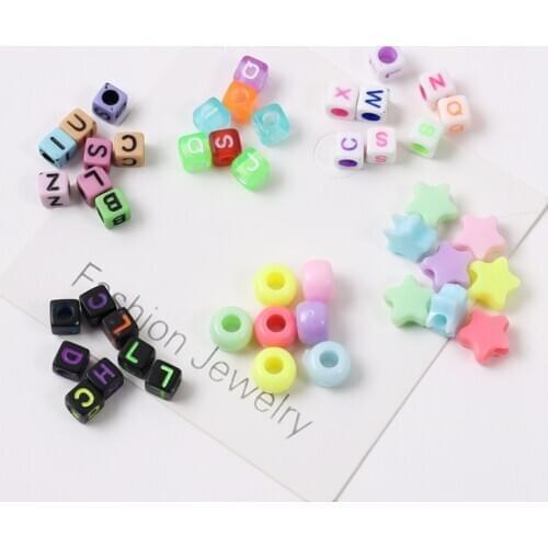 DIY jewelry accessories handmade beaded material acrylic numbers English letters beads round beads five-pointed star jewelry