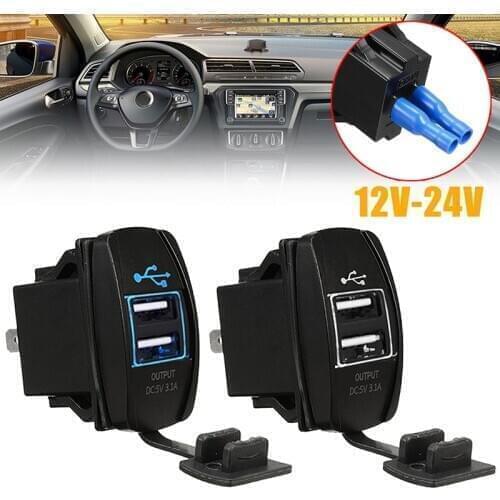 3.1A Dual USB Socket Charger Power Adapter Waterproof 12V-24V For Car Motor Universal Mobile Phone Car-Charger with Dust Cover