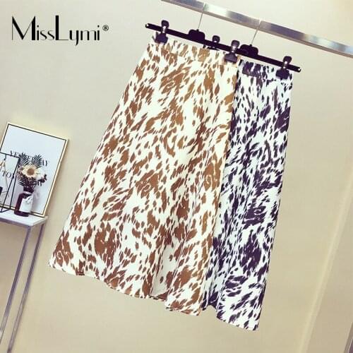 MissLymi L-4XL Plus Size Women Elastic High Waist Printed Mini Skirt Summer 2021 Korean Fashion Casual Loose A-line Skirt Female