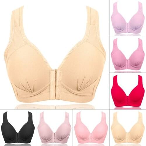 Women Comfortable Brassiere Womens UnderwearLarge Size Cotton Bra Without Steel Ring Front Buckle Push Fanatic bra