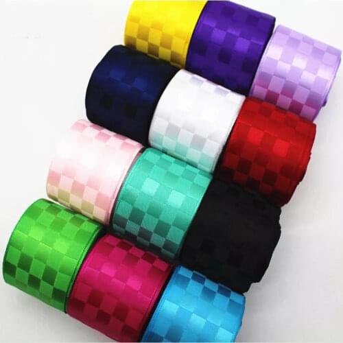 Hyfsy 10060 38mm Cubic plaid ribbon 10 yards DIY gift package 10 yards hand-made material headwear satin polyester plaid