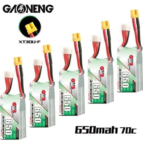 1/2/3/4/5PCS GNB 14.8V 4S 70C 650mAh HV Lipo Battery Max 140C for DYS FPV Racing Drone 4 Axis RC Drone Parts with XT30U-F Plug