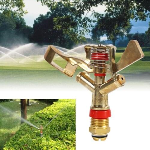 1*Brass 360° Automatic Rotation Adjustable Water Sprinkler Lawn Watering Garden Irrigation Spray Nozzle Garden Equipment Tools