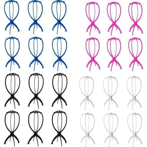 1 Set 6Pcs Wig Stand Holder Portable Durable Plastic Folding Wig Holder Hairpieces Display Tool Stable Wig Stand Dryer