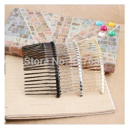 100pcs Silver tone/Black/Golden Smooth Sideway Braided Hair Comb Charm Finding, 20pcs Teeth,DIY Accessory Jewellery Making