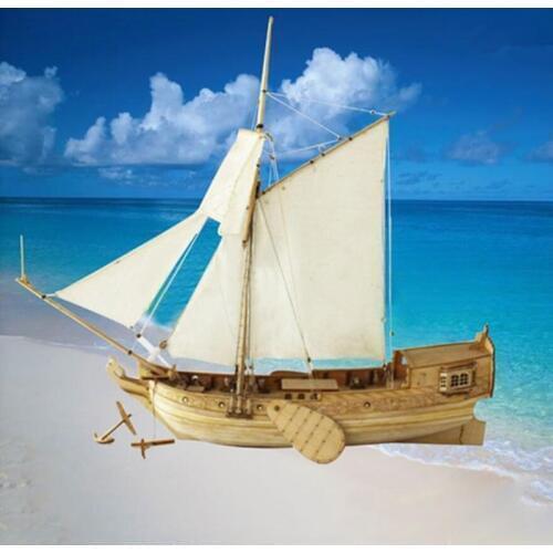 31CM Wooden Assembly Model Kits Classical Sailing Boat Dutch Royal Yacht Wooden Sailing Ship Kits DIY Collectible Decoration