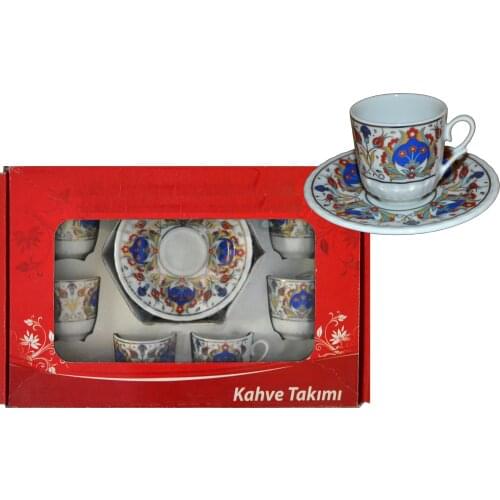 6x2 Gold Gilded Porcelain Luxury Turkish Coffee Cup Set, Cups and saucers