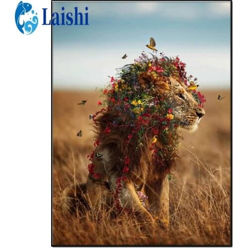 DIY 5D Diamond Painting Prairie animal art, lion Cross Stitch Kits Full Embroidery Mosaic Art Picture of Rhinestones Decor