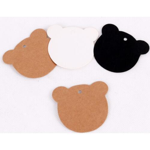 Cute Bear Head Brown Kraft Paper Tags 100pcs/lot for Party Note String Clothes Cake Labels Luggage DIY Blank Price Gift Hang Tag