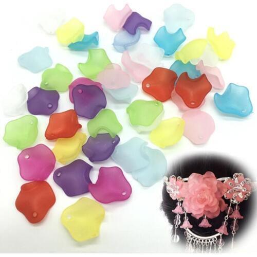Colorful Frosted Acrylic petal Shape Loose Beads Jewelry Findings for handcraft 15x16mm DIY plastic leaf bead Accessory 100pcs