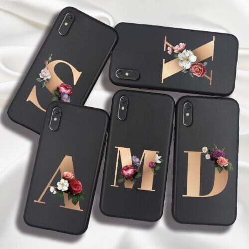 Custom Letter Alphabet Phone Case For Xiaomi Redmi Note 9 Pro Max A 9S Redmi 9A Case Silicone TPU Back Cover on Redmi9 Coque