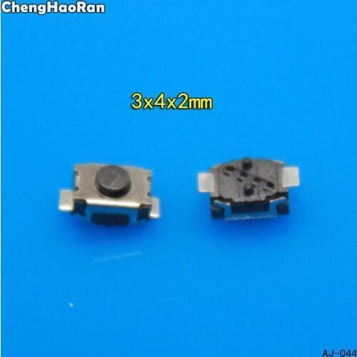 ChengHaoRan 10-100pcs 3x4x2.0 2P button two foot feet 2 pin 2P SMD Patch tact switch vertical push-button switch micro 3*4*2mm