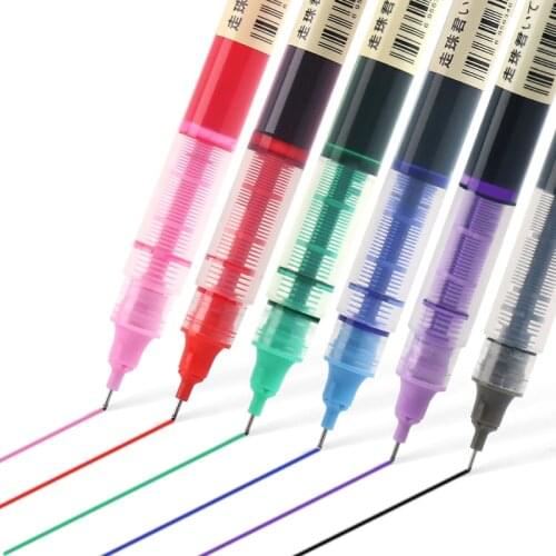 6Pcs/12Pcs Direct Liquid Gel Ink Rollerball Pen Quick Dry Needle Tip 0.5mm Colored gel Pens for Doodling