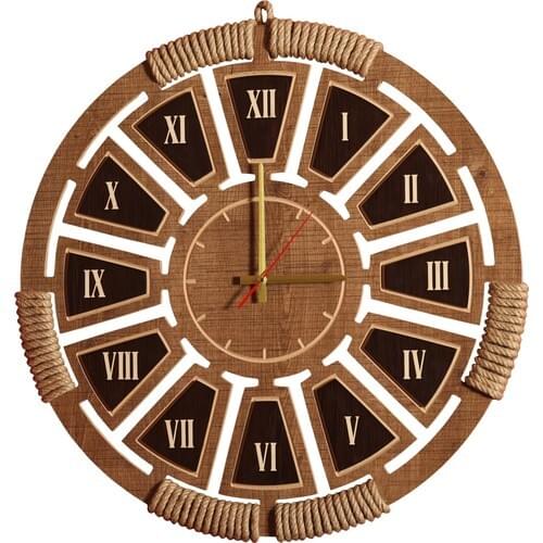 Wooden City Zeyrek Roman Digit Authentic Mesh İşlemeli Wooden Clock 35-45-55 cm