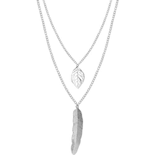 Double Layer Trendy Metal Leaf Hollow Chain Necklace Pendant Women Creative Statement Clavicle Choker Necklace Jewelry