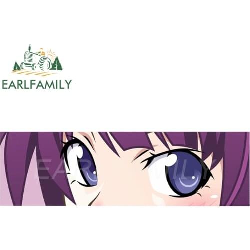 EARLFAMILY 15cm x 4.5cm Cartoon Anime Hitagi Eye Slap Car Sticker Vinyl Funny Girl Eyes Decor Car Accessories Motorcycle Decals