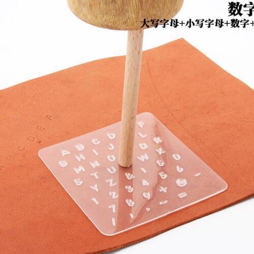 Designer leather crfat word letter alphabet stamping tool 2sets with 1pc punch wood stick set