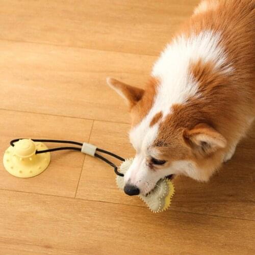 A Interactive Dog Toys Suction Cup Molar Bite Toy Dog Tug Rope Ball Chew Toys Pet Tooth Cleaning Chewing Playing IQ Treat Toys