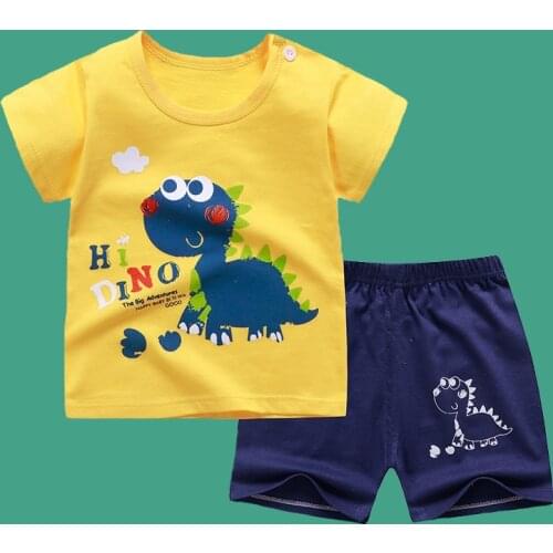 Summer Baby Pajamas 2-Piece Sets Toddler Boy Animal Print Sleepwear T Shirt With Shorts Child Girl Cotton Vest Suits Homewear