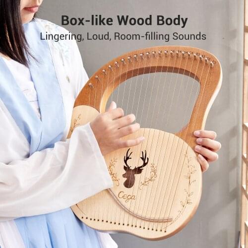 Lyre Harp Cega 21 Strings Lyre Harp Box Wooden Mahogany Musical Instrument with Tuning Wrench Strings Picks Stringed instruments