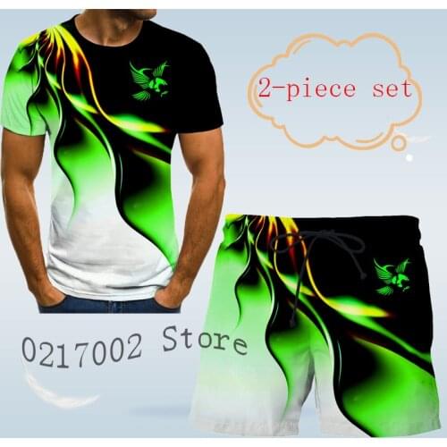 Mens fashion Eagle print fashion 3D T-shirt designer mens suit shirt fancy Hawaiian Beach print mens Short Sleeve Shirt Top