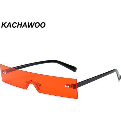 Kachawoo small rectangle sunglasses rimless one piece yellow red vintage sun glasses for men square ladies party gift items